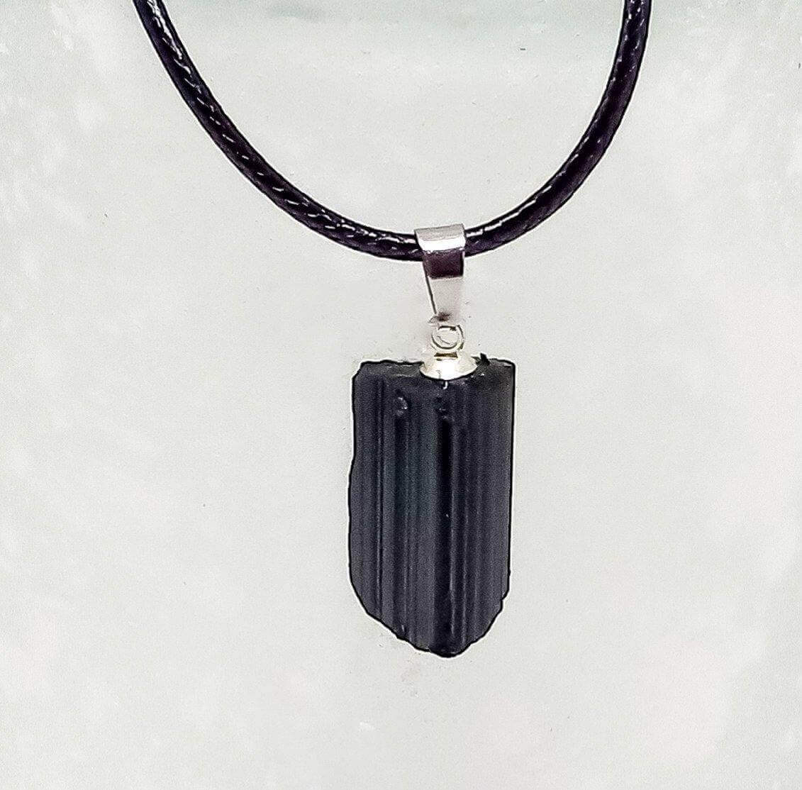 Amazon.com: Natural Black Tourmaline Pendant Necklace Energy Shield  Protection Jewelry Cord necklace Men Women : Handmade Products
